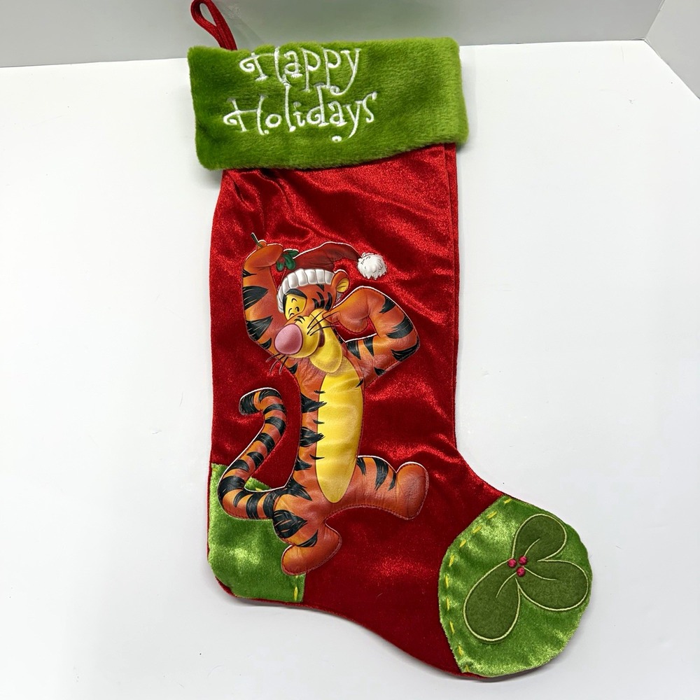 Disney Tigger Happy Holidays Christmas Stocking Red Green Holiday Collectible